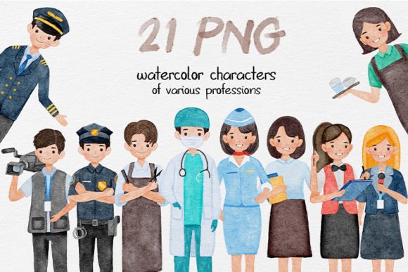21 Watercolor Cartoon Characters for Creative Projects