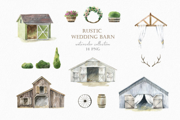 Bringing Rustic Charm to Life with Elegance Barn Watercolor Clipart