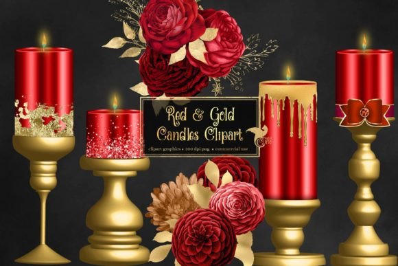 Bringing Warmth to Your Designs with Red and Gold Candle Clipart