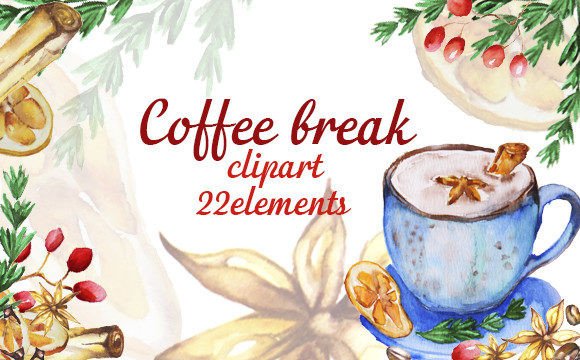 Coffee Break Clipart: Watercolor PNGs for Design