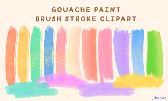 Elevate Designs with Gouache Paint Brush Strokes Clipart