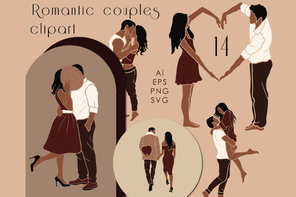Elevate Your Creative Projects with Modern Couple Clipart and Romantic Illustrations