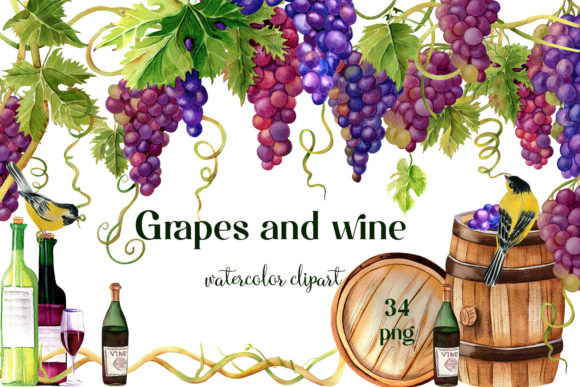 Elevating Design Projects with Hand-Painted Wine and Grape Illustrations
