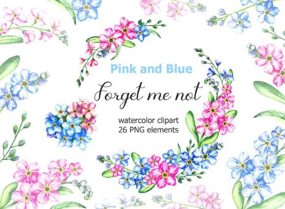 Elevating Your Designs with Hand-Painted Forget Me Not Watercolor Floral Clipart