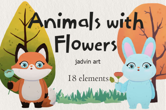 Spring Animals with Flowers Clipart for Creators