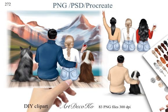 Strategic Branding with Couple with Dogs Customizable Clipart
