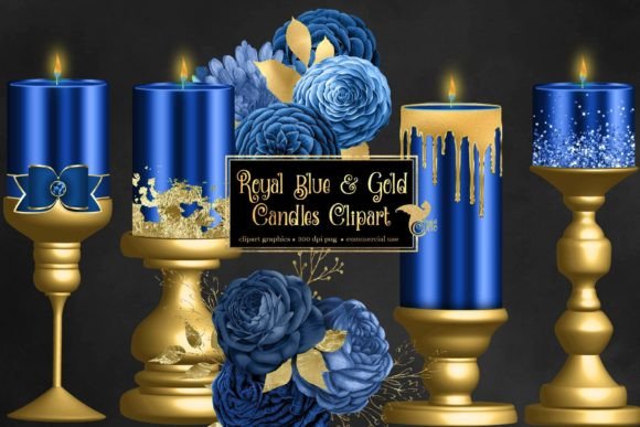 Strategic Visual Branding with Royal Blue and Gold Candle Clipart