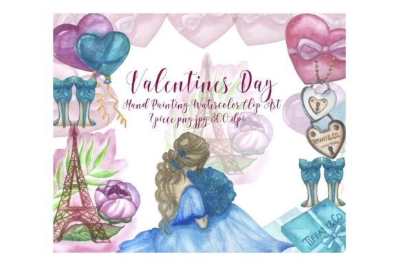 Watercolor Valentine's Day Girl Clip Art for Creators