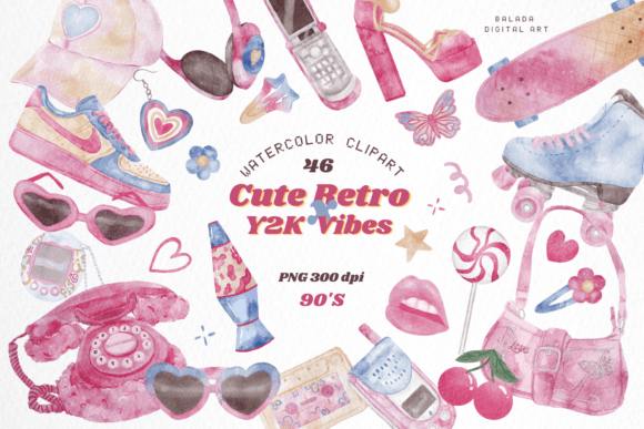 Y2K Retro Valentines Clipart Bundle: A Nostalgic Design Toolkit